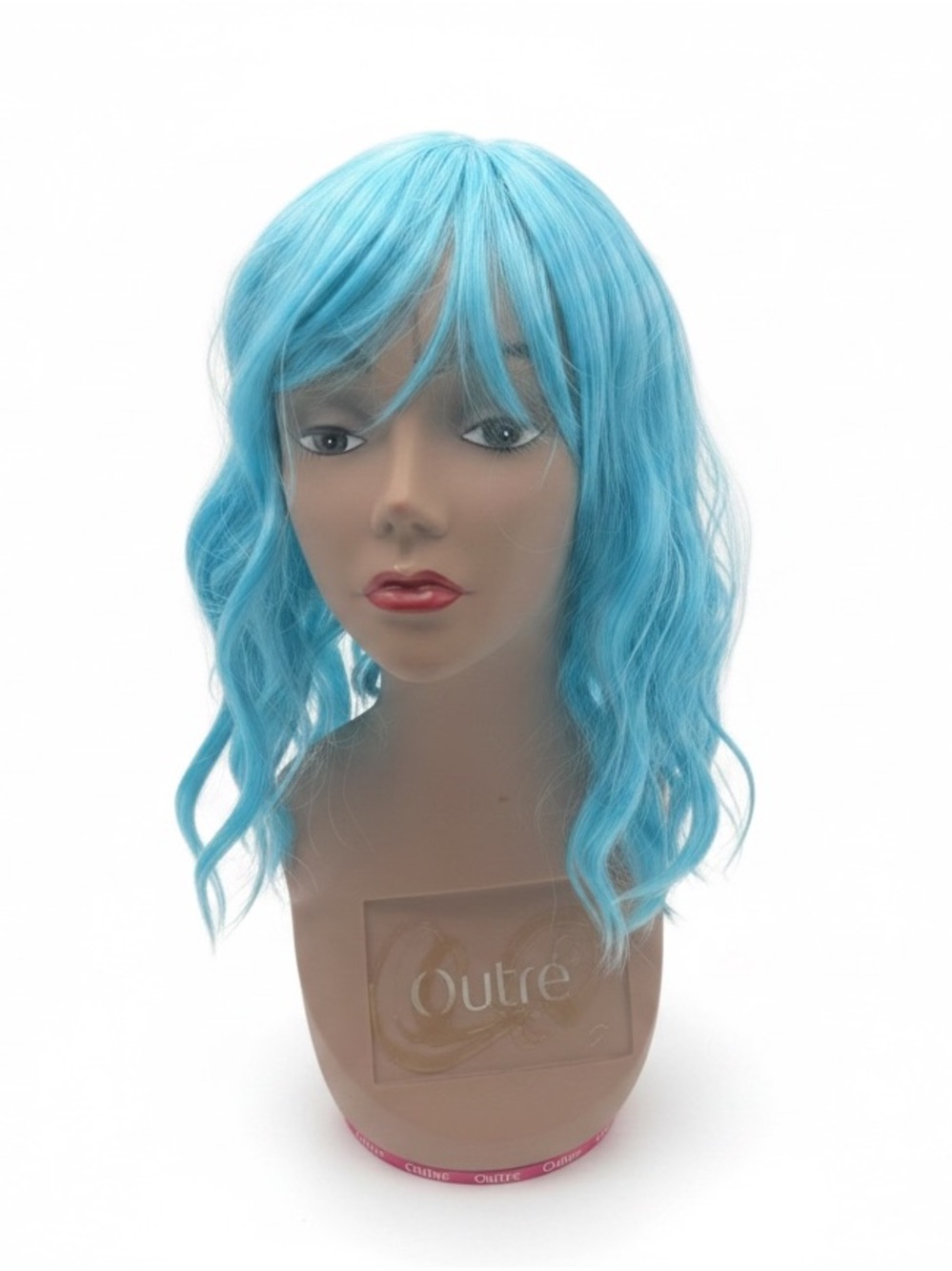 Light Blue Short Curly Wig with Bangs – Synthetic Cosplay/Party Wig - Picture 2 of 9